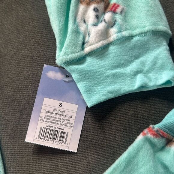 Nick & Nora Adult Teen Unisex Fleece One Piece Sock Monkeys Pajama Size S NWT - Picture 10 of 12